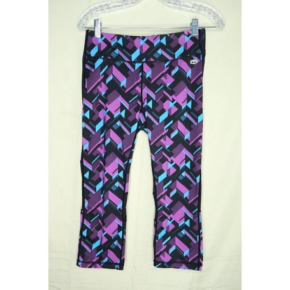 Tapout Tights Black Purple Dahlia Circuit Prestige MMA Capri Length Womens M EUC